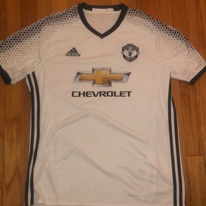 White Adidas Manchester United Jersey